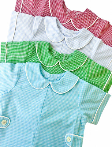 William Romper- Seafoam Gingham