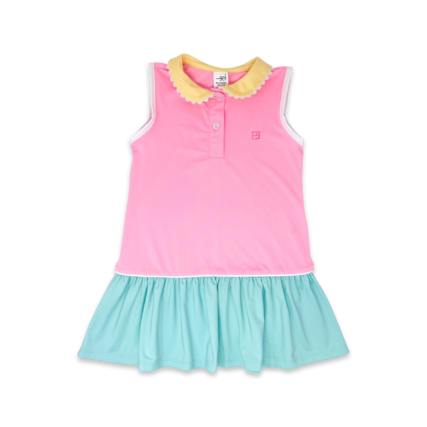 Darla Dropwaist Dress- Flamingo Pink/Totally Turquoise
