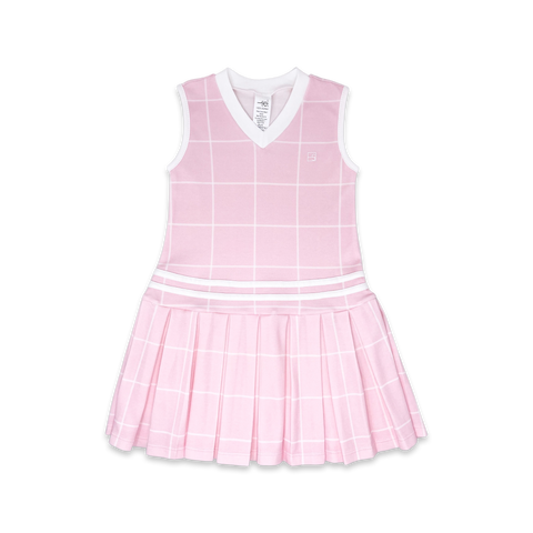 Knit Polly Dress-Pink Windowpane/ Coconut