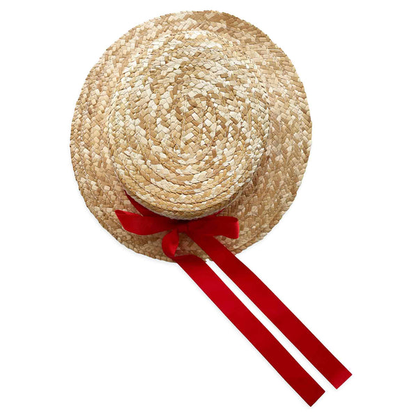 Gros Grain Straw Hat- Red
