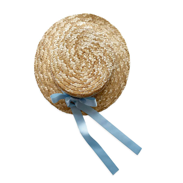 Gros Grain Straw Hat- Blue