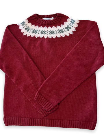 Fair Isle Sweater- Garnet/Dark Green