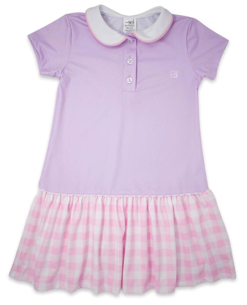 Darla Dropwaist Dress- Lavender/ Light Pink Buffalo Check