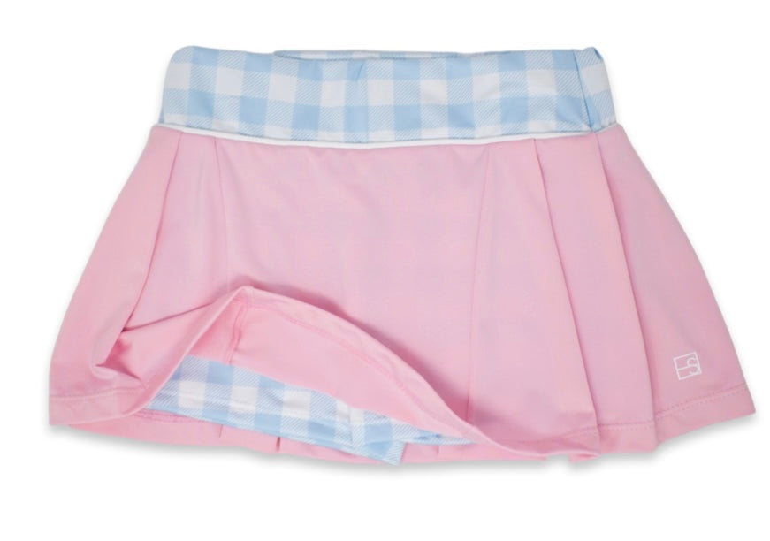 Sarah Skort- Light Pink/Light Blue Buffalo Check