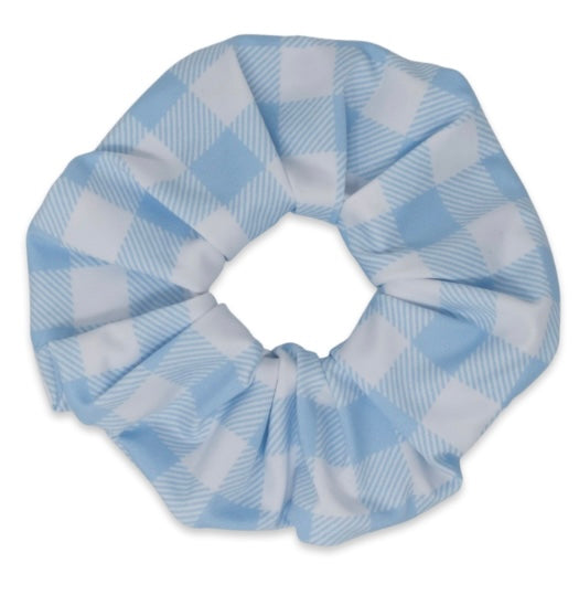 Scrunchie- Light Blue Buffalo Check