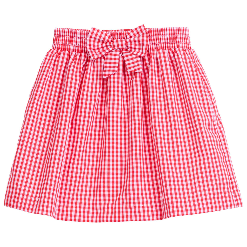 Smocked Bow Skirt- Red Gingham