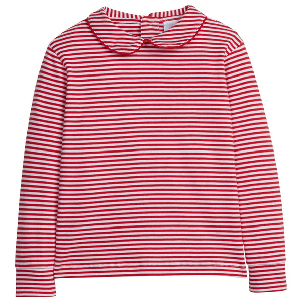 Striped Peter Pan Shirt- Red