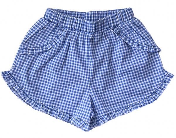 Kinley Knit Shorts- Blue Gingham