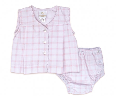 Jill Diaper Set- Pink Windowpane