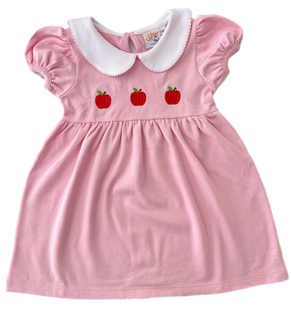 Applique Apple Dress- Light Pink