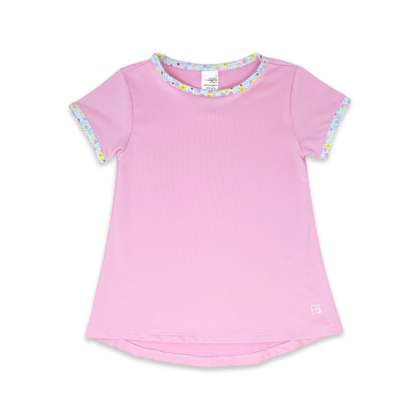 Bridget Basic Tee- Cotton Candy Pink/ Itsy Bitsy Floral Welting