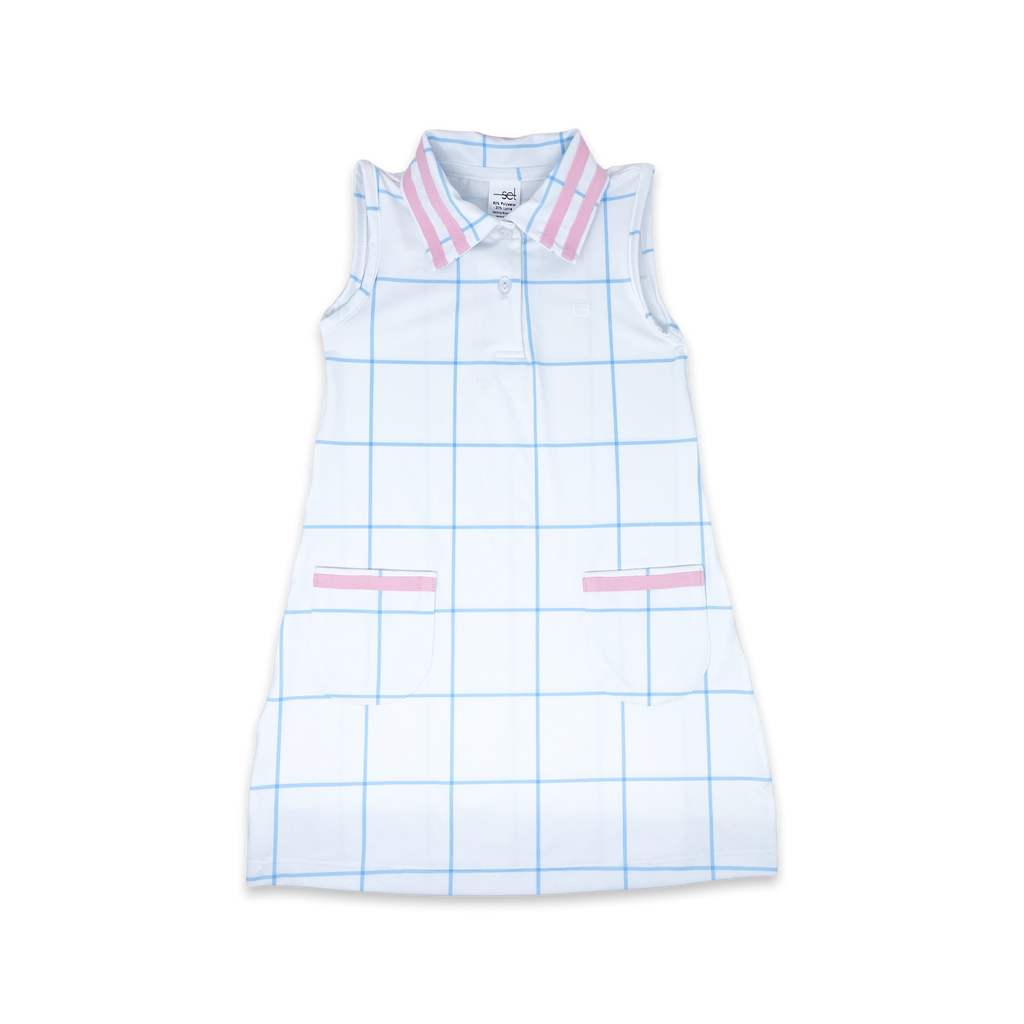 Serena Dress- Blue Windowpane