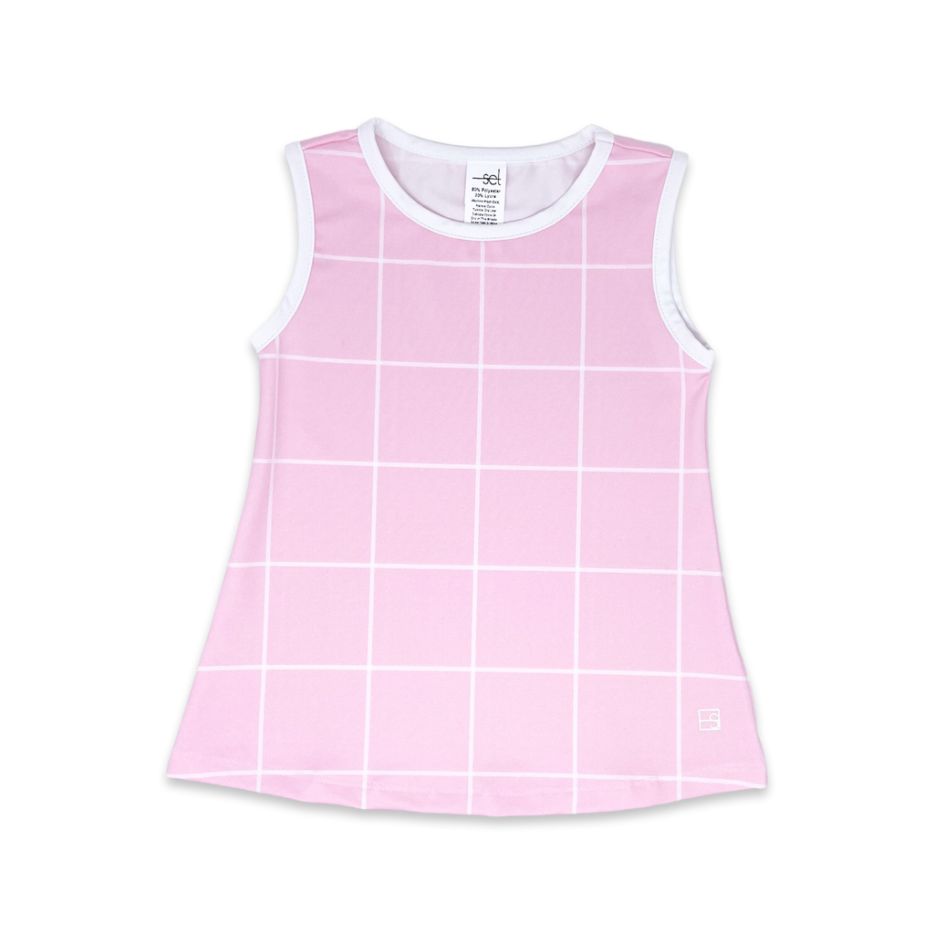 Tori Tank- Pink Windowpane/Coconut