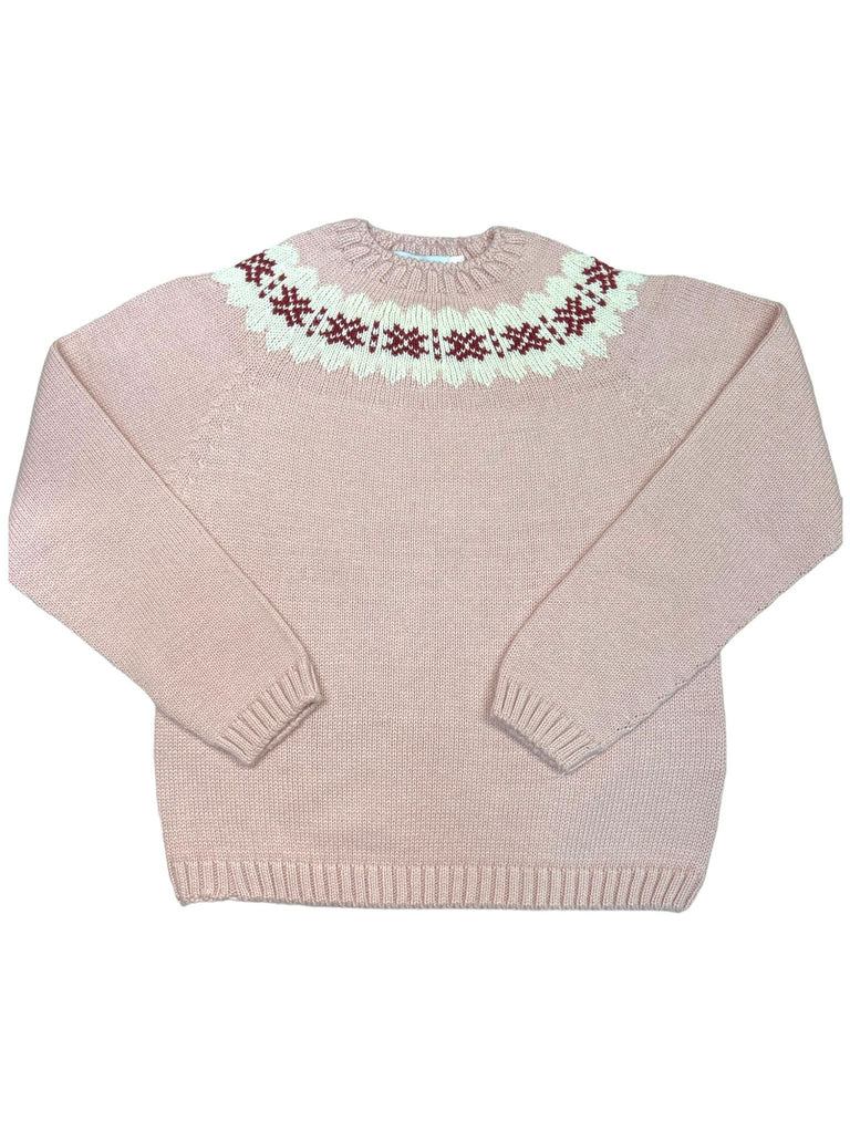 Fair Isle Sweater- Rose/Garnet