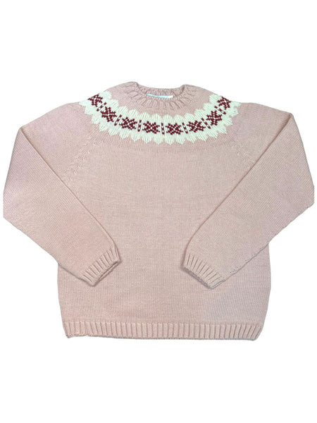 Fair Isle Sweater- Rose/Garnet