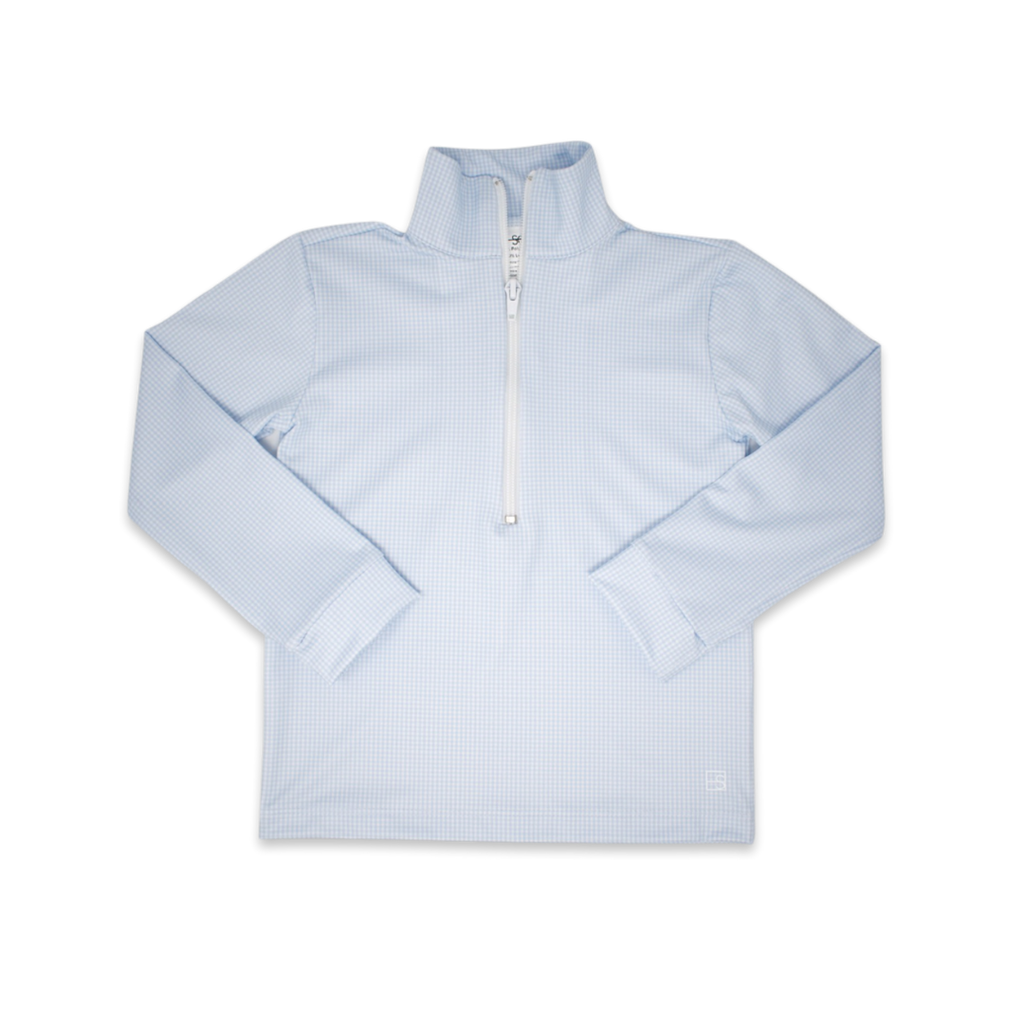 Henry Half Zip-Light Blue Gingham