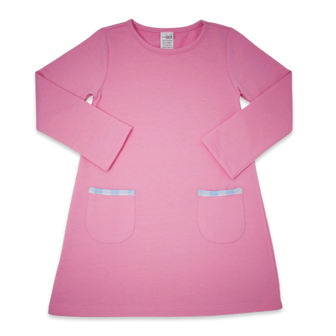 Knit Paisley Dress-Pink/Light Blue Buffalo Check