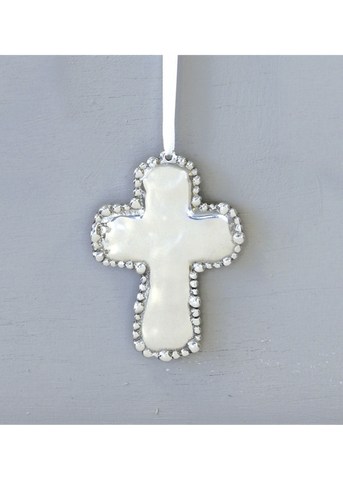 Cross Ornament- Organic Pearl