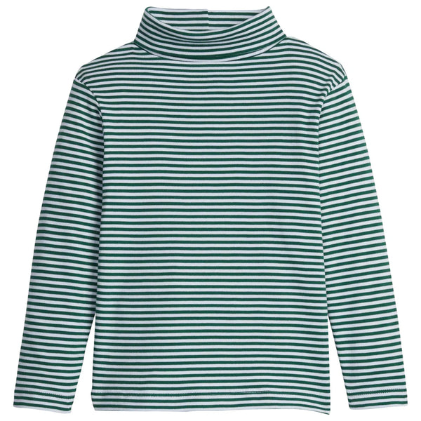 Striped Turtleneck- Hunter Green