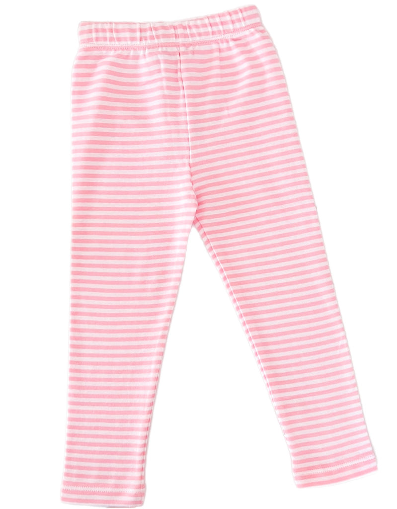 Striped Leggings- Light Pink/White