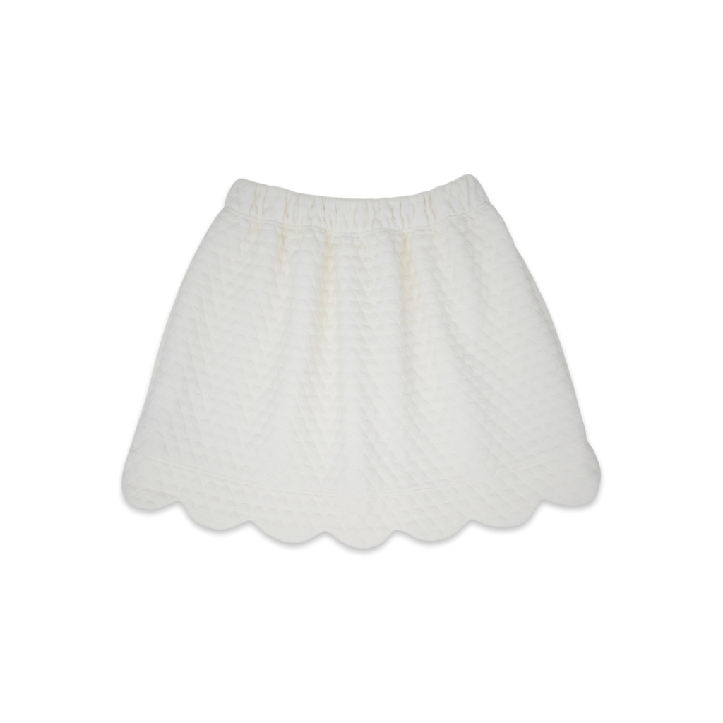 Susie Scalloped Quilted Skirt- White