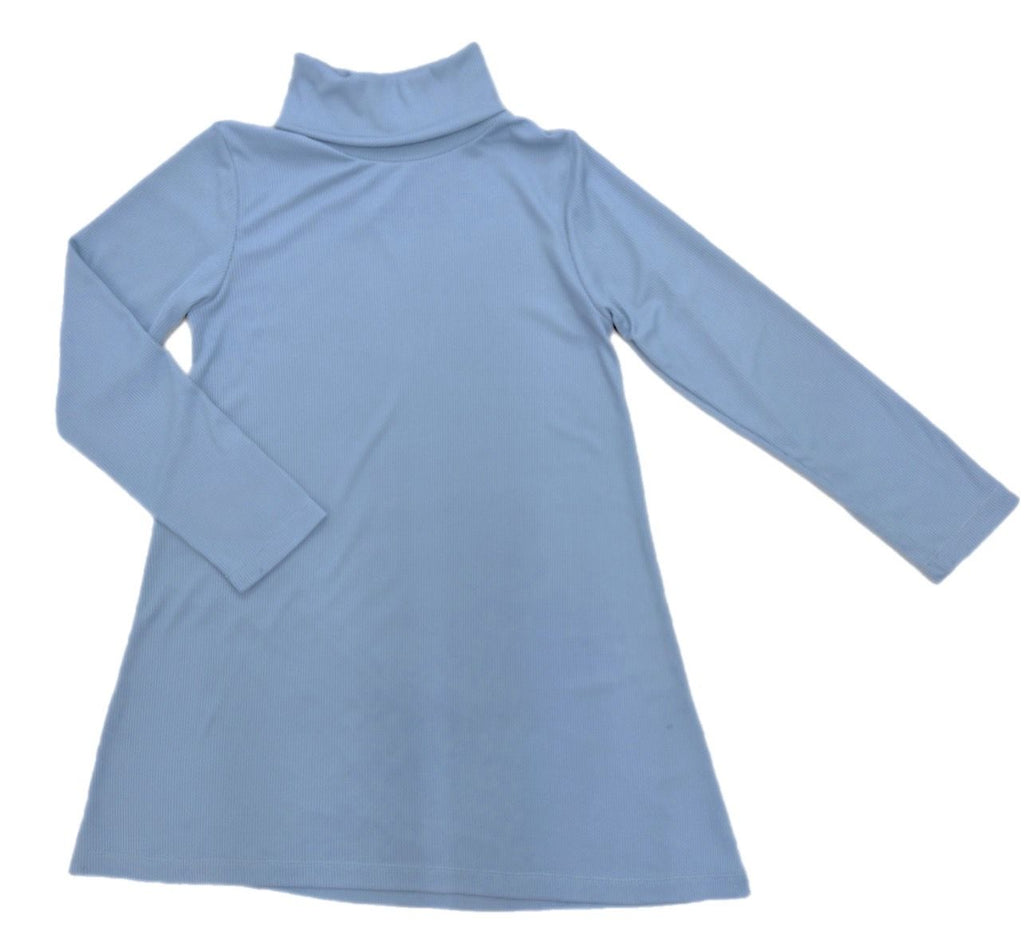 Ribbed Turtleneck Dress- Slate Blue