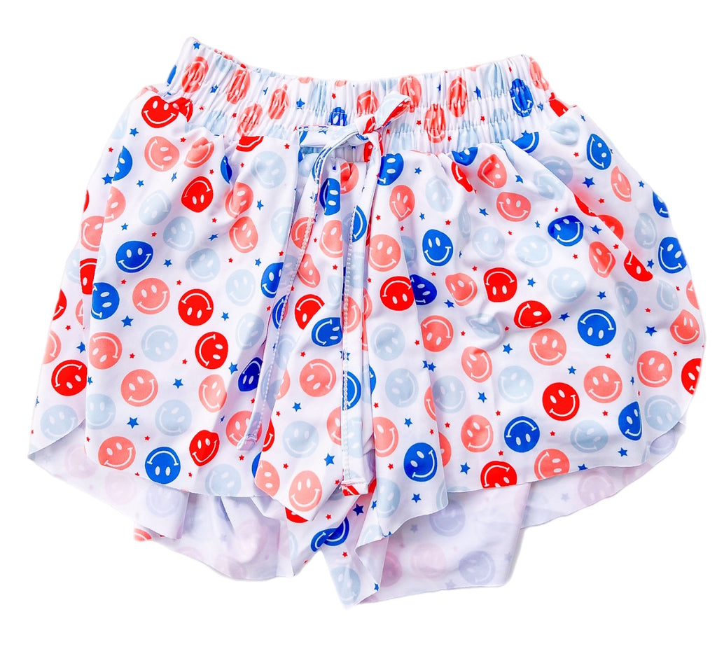 Butterfly Shorts- R/W/B Smiley