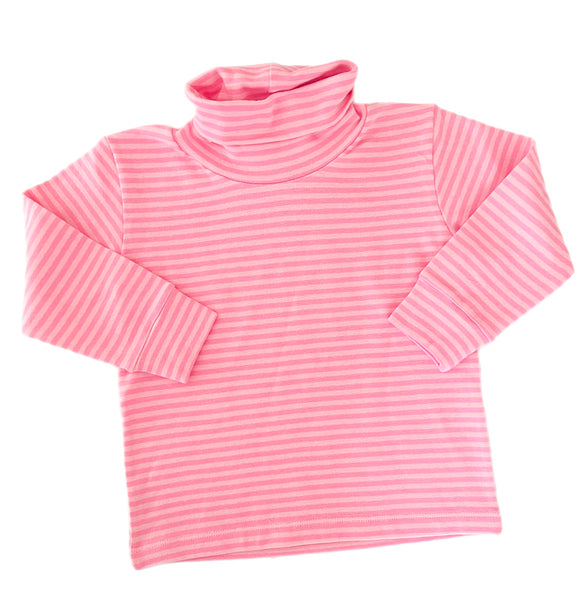 Striped Turtleneck- Lt. Pink/Bubblegum Pink