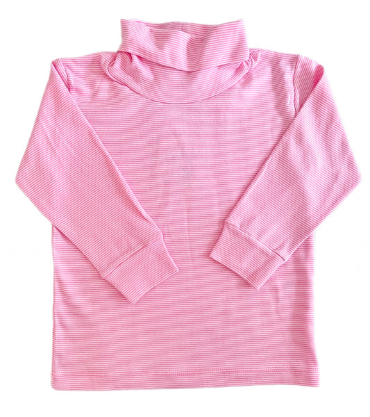 Mini Stripe Turtleneck- Bubblegum Pink