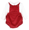 Patrick Plush Cord Overall- Cranberry