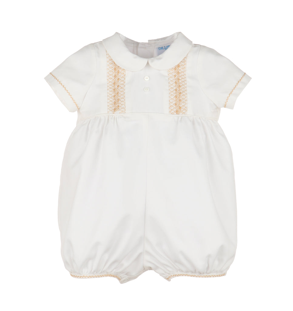 Sweet Vintage Beige Smocked Bubble