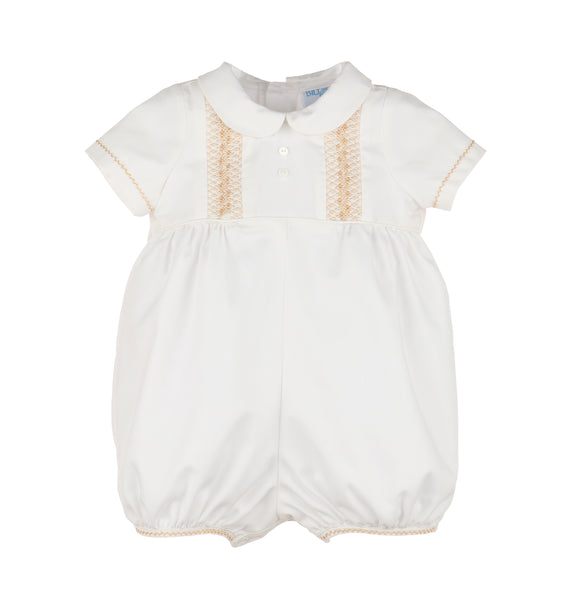 Sweet Vintage Beige Smocked Bubble