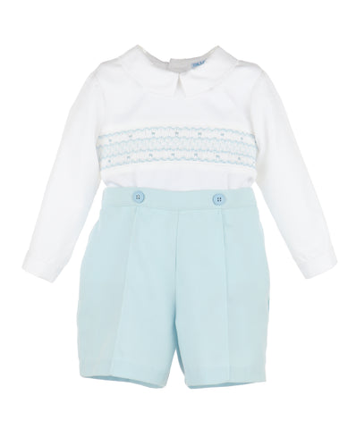Smocked Classic Button On- Blue