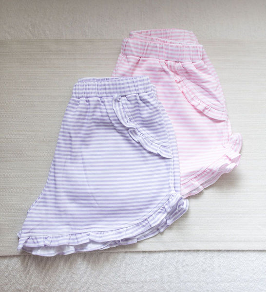 Kinley Knit Shorts-Lavender Stripe