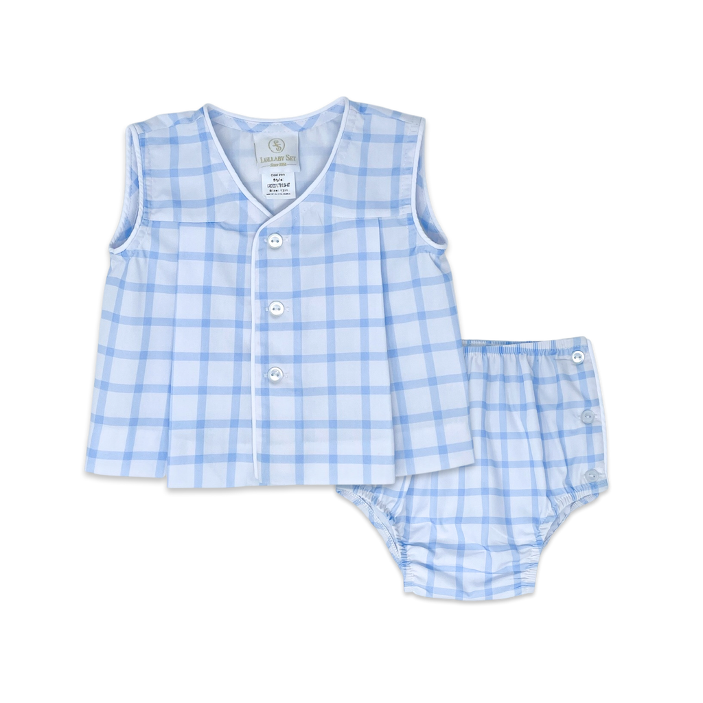 Jack Diaper Set- Blue Windowpane