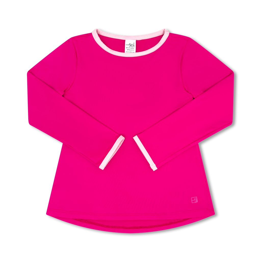 Bridget Basic T Long Sleeve- Power Pink/ Cotton Candy Pink