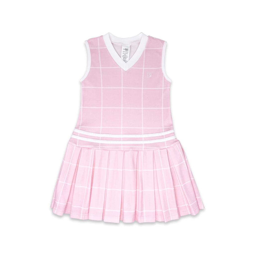 Knit Polly Dress-Pink Windowpane/ Coconut