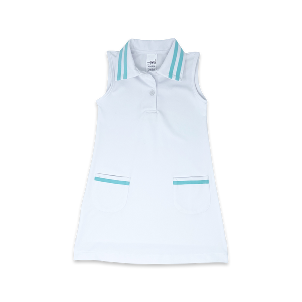 Serena Dress-Coconut/Mint Welting