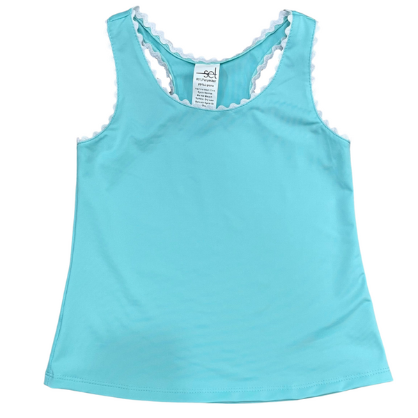 Riley Tank- Totally Turquoise/Coconut Ric Rac