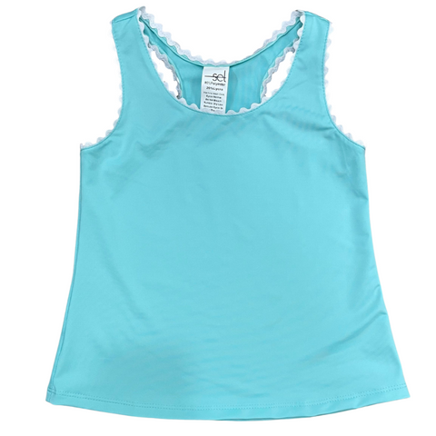 Riley Tank- Totally Turquoise/Coconut Ric Rac *Pre Order*
