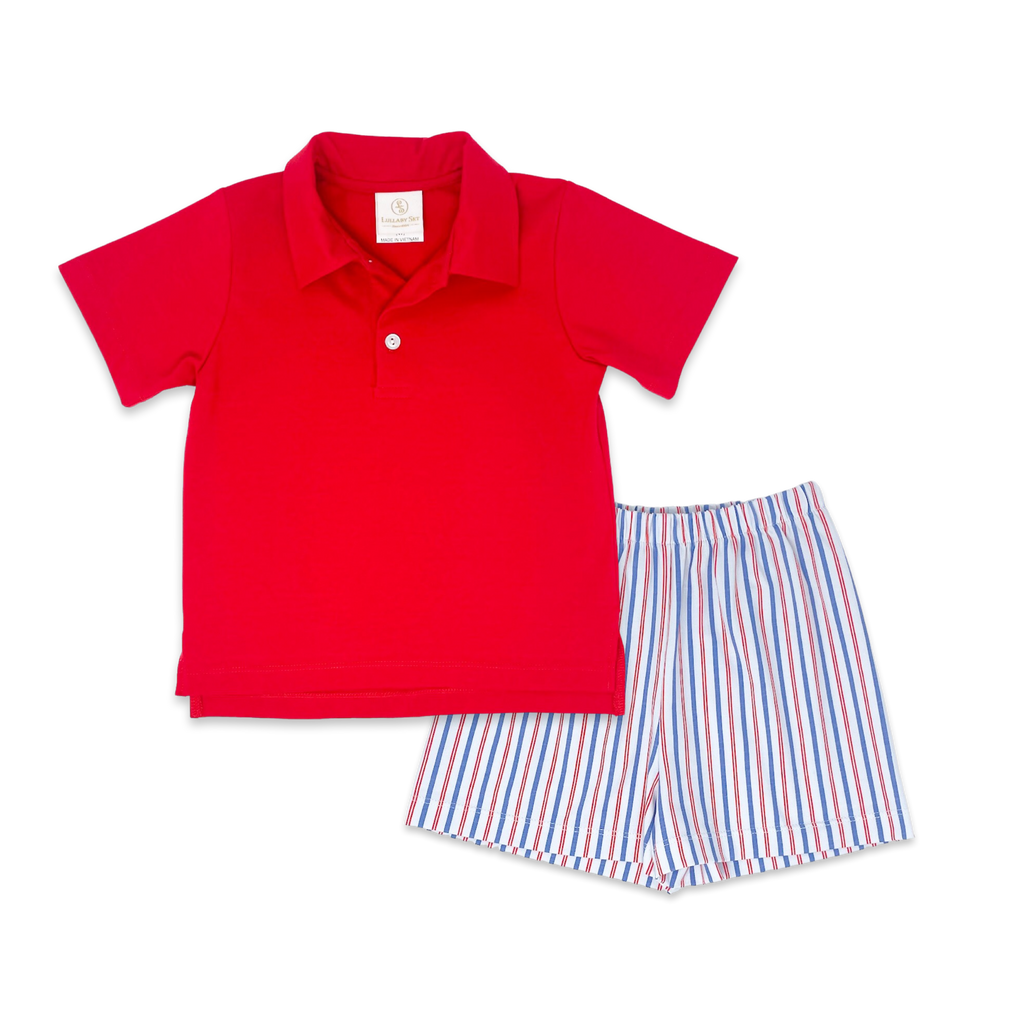 Parker Short Set- Patriotic Pinstripe