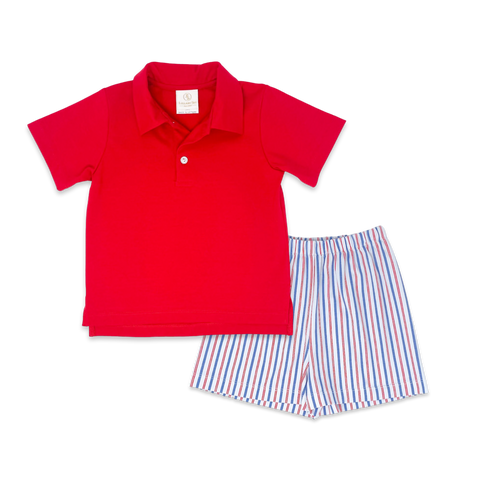 Parker Short Set- Patriotic Pinstripe