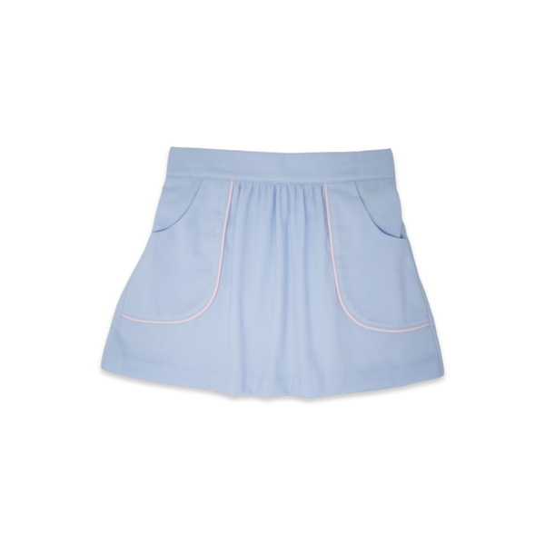 Isabella Skirt- Blue Pique/Pink Trim