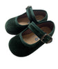 Velvet Mary Janes- Hunter Green