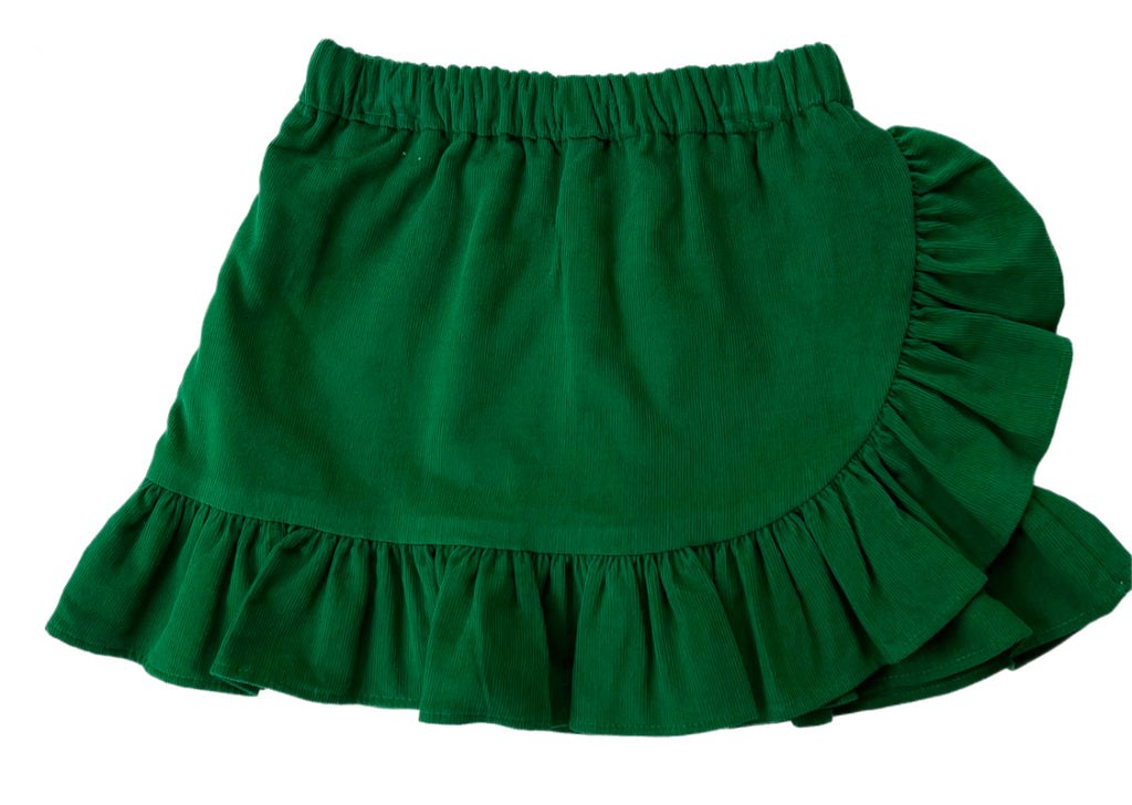 Rachel Ruffle Skort- Christmas Green Corduroy