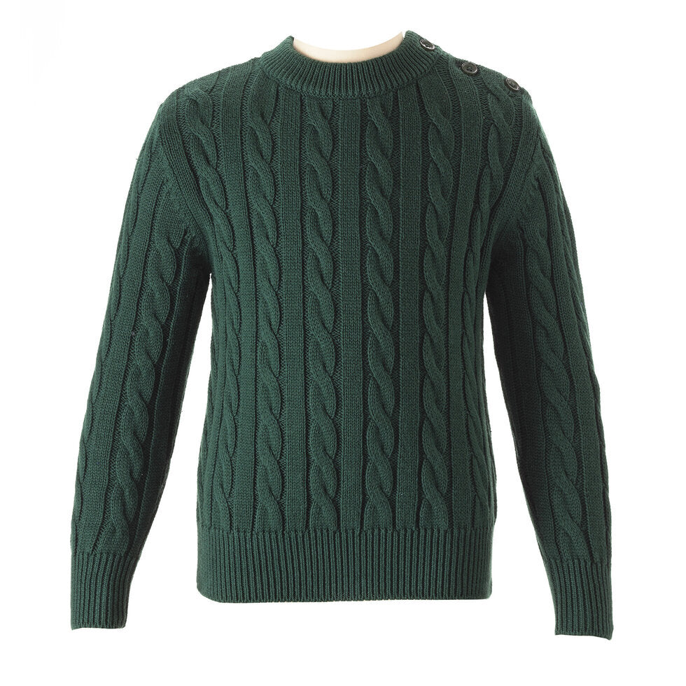 Cable Knit Sweater- Hunter Green