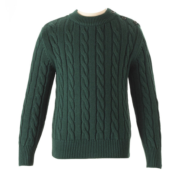 Cable Knit Sweater- Hunter Green