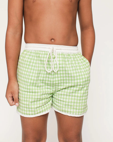 The Sea Short- Green Gingham