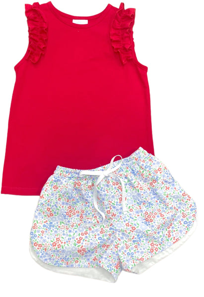 Libby Patriotic Floral Shorts *Pre Order*
