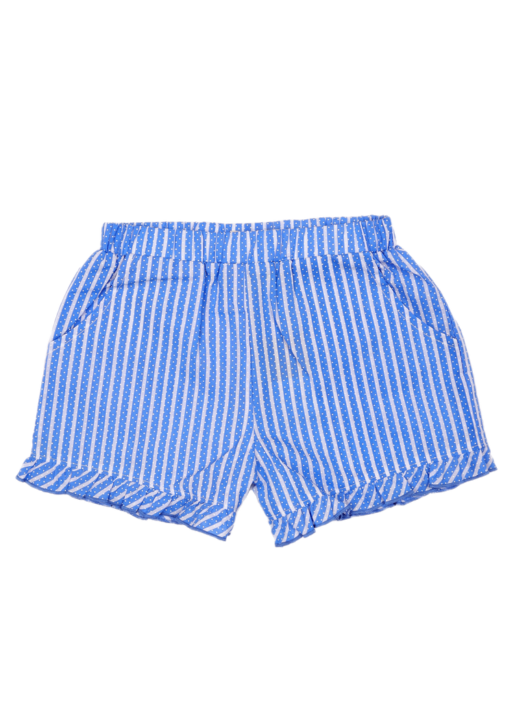 Blue Stripe Ruffle Shorts